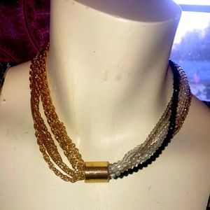 Two sided choker ,14 karat gold plated ,beaded on one side